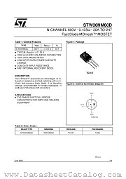 STW30NM60D datasheet pdf ST Microelectronics