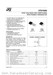 STD13003T4 datasheet pdf ST Microelectronics