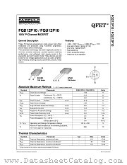 FQD12P10TF datasheet pdf Fairchild Semiconductor
