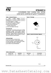 STB40NF10T4 datasheet pdf ST Microelectronics