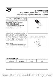STW11NK100Z datasheet pdf ST Microelectronics