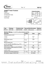 BSP 125 datasheet pdf Infineon