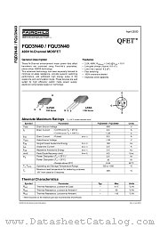 FQU3N40TU datasheet pdf Fairchild Semiconductor