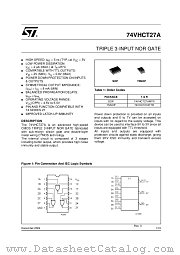 74VHCT27A datasheet pdf ST Microelectronics