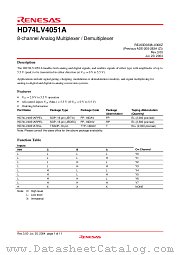 HD74LV4051A datasheet pdf Renesas