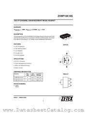 ZXMP10A18G datasheet pdf Zetex Semiconductors
