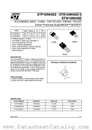 STP16NK60Z datasheet pdf ST Microelectronics