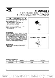 STB12NK80Z-S datasheet pdf ST Microelectronics