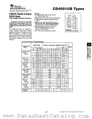 CD4001UBMT datasheet pdf Texas Instruments