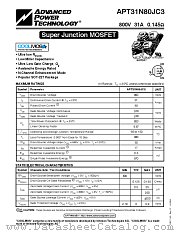 APT31N80JC3 datasheet pdf Advanced Power Technology