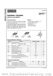 FQU5N40TU datasheet pdf Fairchild Semiconductor
