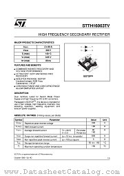 STTH16003TV1 datasheet pdf ST Microelectronics