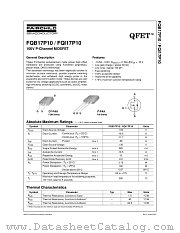 FQB17P10TM datasheet pdf Fairchild Semiconductor