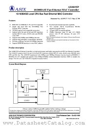 AX88195P datasheet pdf ASIX Electronics Corporation