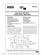 OPA541SM-BI datasheet pdf Burr Brown
