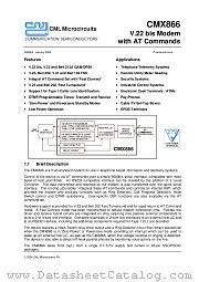 CMX866D6 datasheet pdf CONSUMER MICROCIRCUITS LIMITED