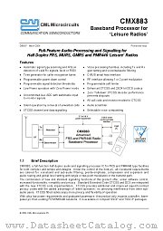 CMX883E1 datasheet pdf CONSUMER MICROCIRCUITS LIMITED