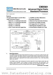 CMX981Q1 datasheet pdf CONSUMER MICROCIRCUITS LIMITED
