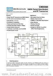 CMX990Q1 datasheet pdf CONSUMER MICROCIRCUITS LIMITED