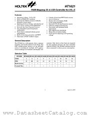 HT1621D datasheet pdf Holtek Semiconductor
