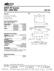 SW-132 datasheet pdf MA-Com