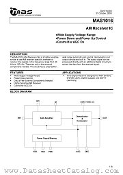 MAS1016ATC1 datasheet pdf mas MICRO ANALOG SYSTEMS
