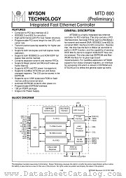 MTD800 datasheet pdf MYSON TECHNOLOGY