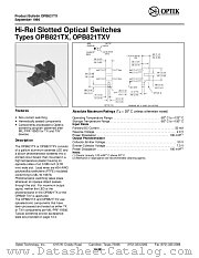 OPB821TXV datasheet pdf Optek Technology