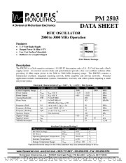 PM2503 datasheet pdf PACIFIC Monolithics
