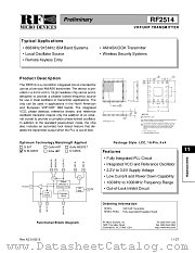 RF2514PCBA datasheet pdf RF Micro Devices
