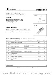 BT138 datasheet pdf SemiWell Semiconductor
