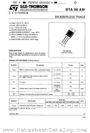 BTA08-200AW datasheet pdf SGS Thomson Microelectronics
