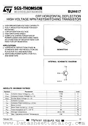 BUH417 datasheet pdf SGS Thomson Microelectronics