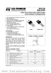 BUL310PI datasheet pdf SGS Thomson Microelectronics