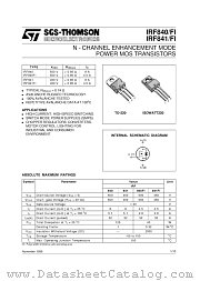 IRF840F1 datasheet pdf SGS Thomson Microelectronics