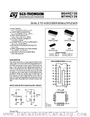 M54HC139F1R datasheet pdf SGS Thomson Microelectronics