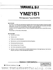 YM2151 datasheet pdf YAMAHA