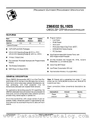 Z86E0208PECSL1925 datasheet pdf Zilog