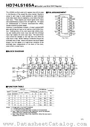 HD74LS165 datasheet pdf Hitachi Semiconductor