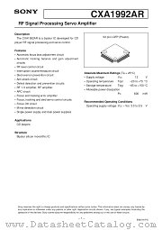 CXA1992 datasheet pdf SONY