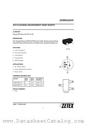 ZXMN3A01 datasheet pdf Zetex Semiconductors
