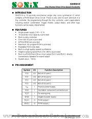 SN65016 datasheet pdf SONiX Technology Company