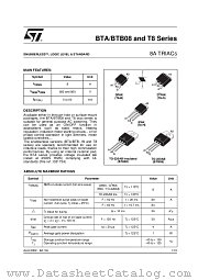 BTA08-600 datasheet pdf ST Microelectronics