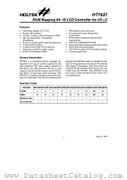 HT1627 datasheet pdf Holtek Semiconductor