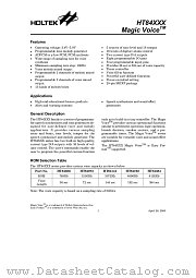 HT84192 datasheet pdf Holtek Semiconductor