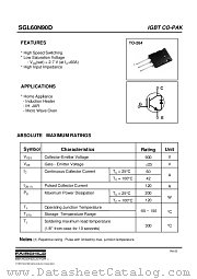 SGL60N90D datasheet pdf Fairchild Semiconductor