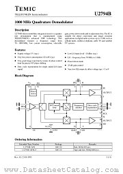 U2794 datasheet pdf TEMIC