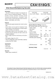 CXA1518S datasheet pdf SONY