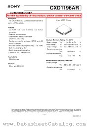CXD1196 datasheet pdf SONY