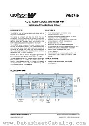 XWM9710EFT/RV datasheet pdf Wolfson